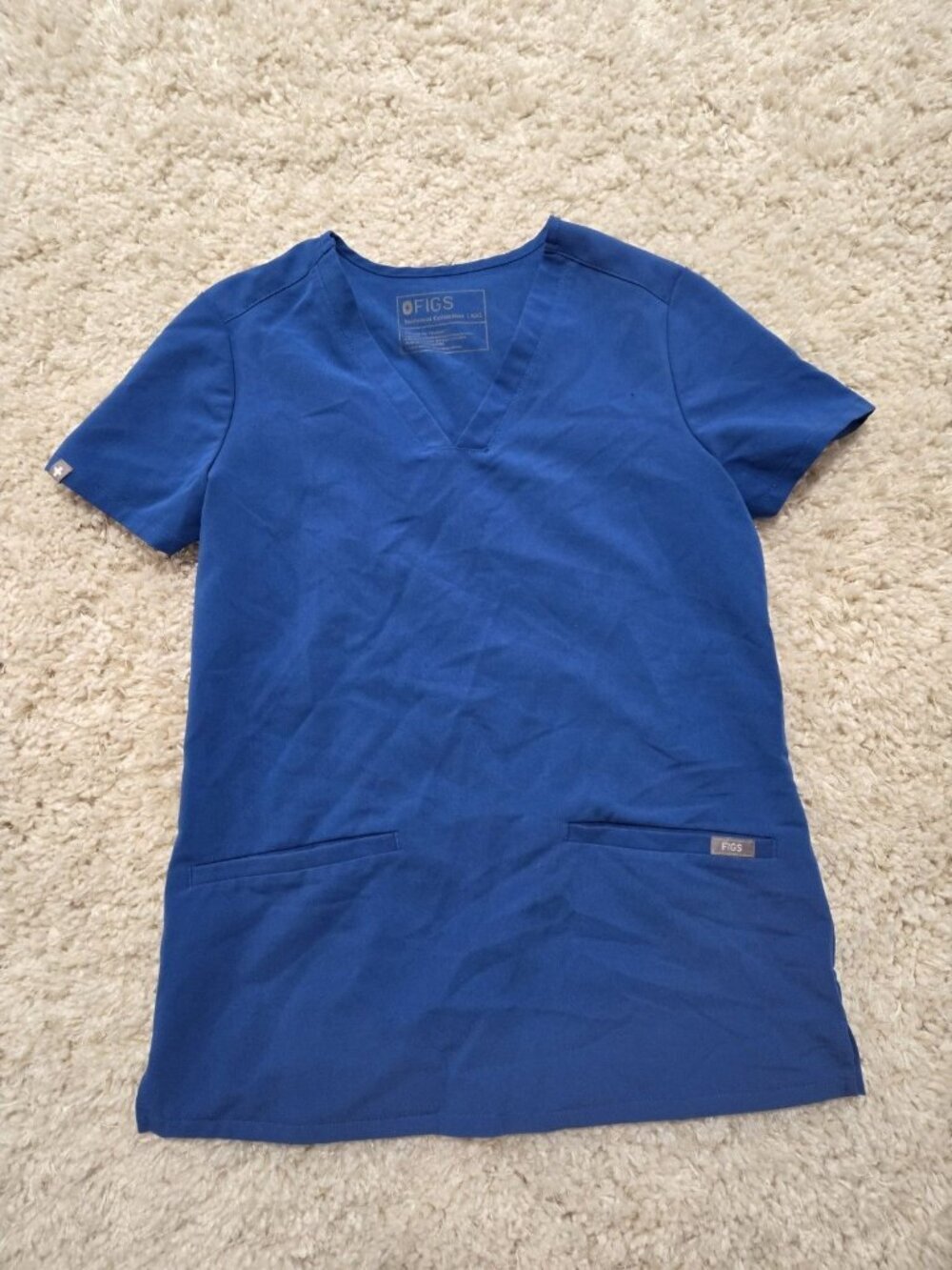 Figs Casma Three Pocket Scrub Top Womens Size XXS Royal Blue Medical Nursing